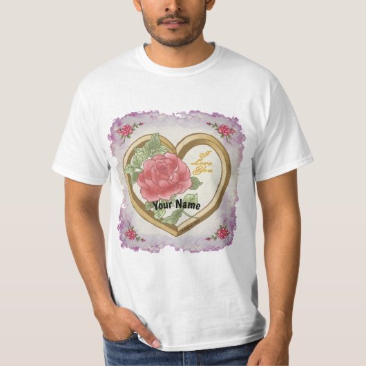 Verbleekt Roos Bevel Hart t-shirts (Voorkant)