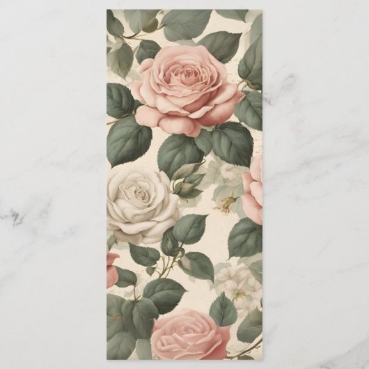 Verbleekt Roos bruiloft Menu (Achterkant)