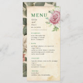 Verbleekt Roos bruiloft Menu (Voorkant / Achterkant)