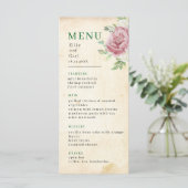 Verbleekt Roos bruiloft Menu (Staand voorkant)