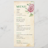 Verbleekt Roos bruiloft Menu (Voorkant)