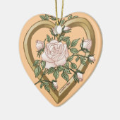 Verbleekt Roos Schuine kant Hart aangepaste orname Keramisch Ornament (Links)