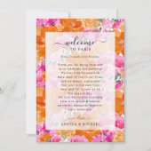 Verbleekte Bloemen Huwelijk Welkomstbrief Route Ka Kaart (Voorkant)