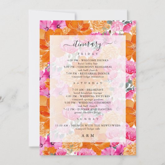 Verbleekte Bloemen Huwelijk Welkomstbrief Route Ka Kaart (Achterkant)