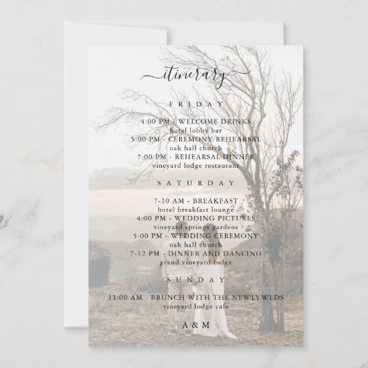 Verbleekte foto bruiloft welkomstbrief & reisschem kaart (Achterkant)