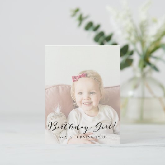 Verbleekte foto Kinderverjaardagsuitnodiging Post Briefkaart (Staand voorkant)