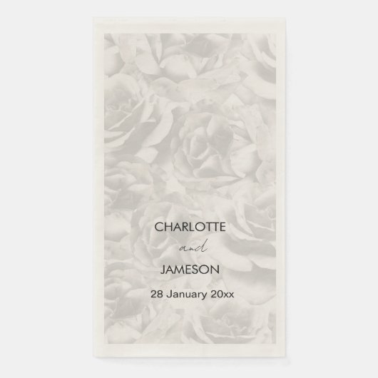Verbleekte grijze rozen Persoonlijk bruiloftsfeest Servet (Voorkant)