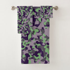 verbleekte groene en paarse camouflage abstract bad handdoek