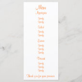 Verbleekte Oranje Rozen, aangepaste menukaarten Menu (Achterkant)