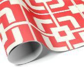 Verbleekte rode MCM Mid Century Abstract Modern Cadeaupapier (Rol Hoek)