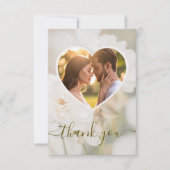 Verbleekte Rozen Custom Heart Photo Template Weddi Bedankkaart (Voorkant)