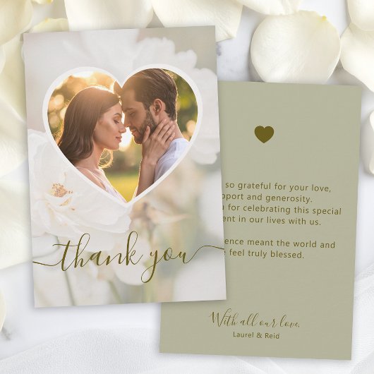 Verbleekte Rozen Custom Heart Photo Template Weddi Bedankkaart