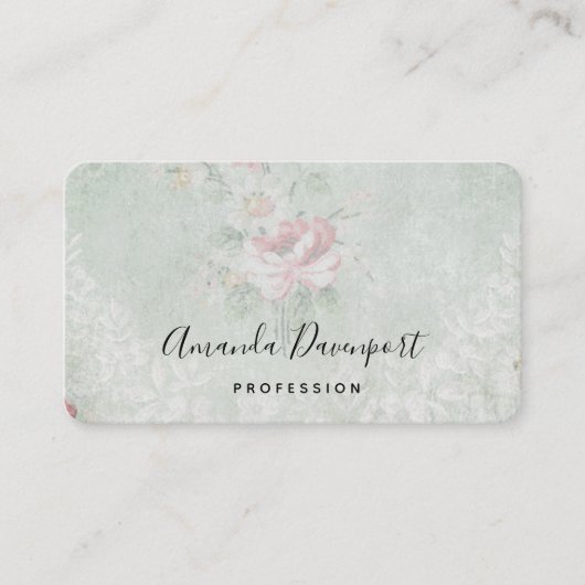 Verbleekte Rozen Grijs  Ontwerp Visitekaartje (Voorkant)
