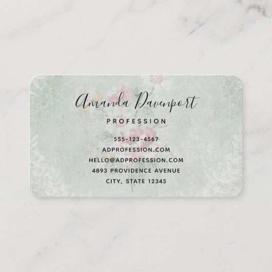 Verbleekte Rozen Grijs  Ontwerp Visitekaartje (Achterkant)