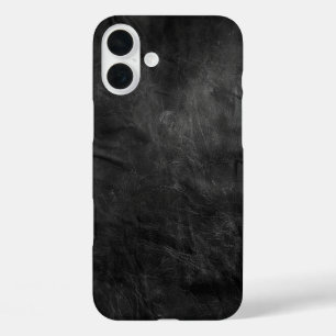 Verbleekte zwarte lederen textuur iPhone 16 plus hoesje
