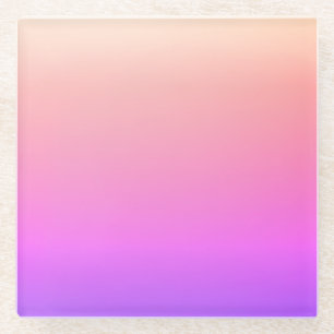 Verblekende perzik roze en paarse kleurrijke ombre glazen onderzetter