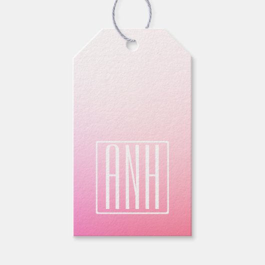 Verblekende roze ombre-gradiëring & uw initialen cadeaulabel (Voorkant)
