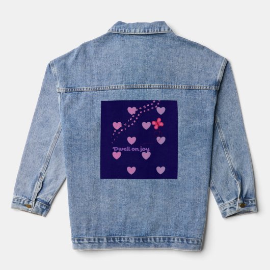 verblijf bij vreugde harten en pootafdrukken denim jacket (Achterkant)
