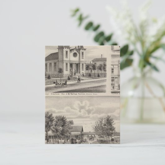 Verblijf, Boerderij, kerk en winkel in Minnesota Briefkaart (Staand voorkant)