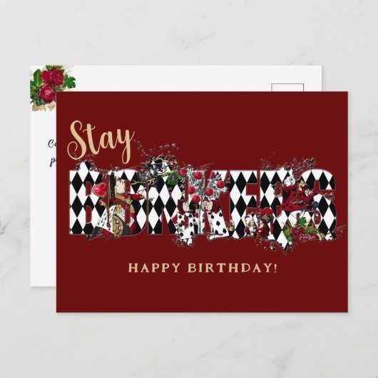 Verblijf Bonkers Alice in Wonderland Birthday Briefkaart (Voorkant / Achterkant)