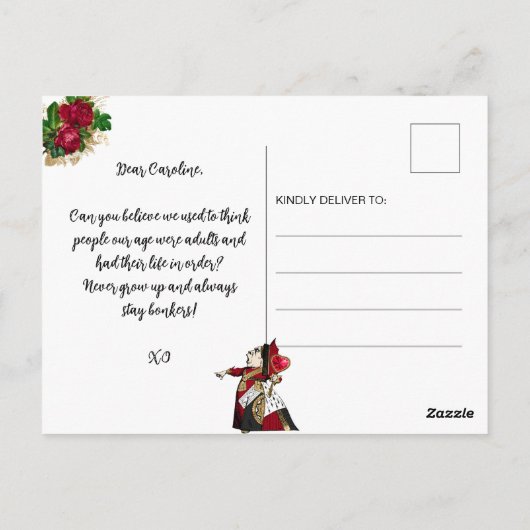 Verblijf Bonkers Alice in Wonderland Birthday Briefkaart (Achterkant)