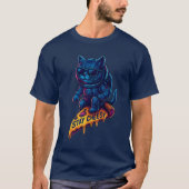 Verblijf Cheesy Space Cat Funny Astronaut Pizza T-shirt (Voorkant)