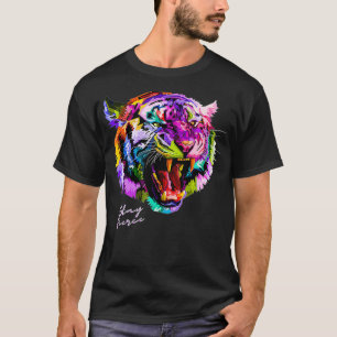 Verblijf de kleurrijke angry Tiger Premium voor bl T-shirt