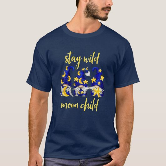 Verblijf een kind met een wilde maan met gele ster t-shirt (Voorkant)