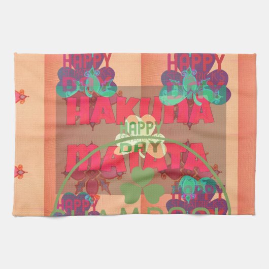 Verblijf gelukkig Sint Patrick's Day Hakuna Mata Theedoek (Horizontaal)