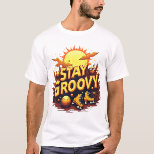 Verblijf Groovy Retro 70s Disco Roller Schaats Est T-shirt