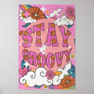 Verblijf Groovy Retro Poster, Home Decor Poster