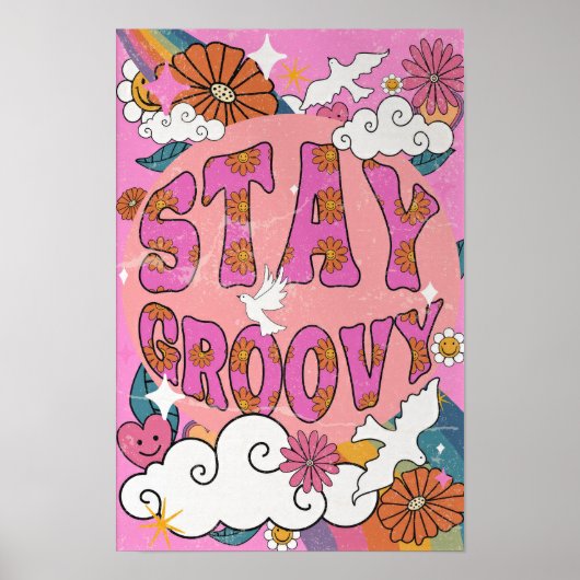 Verblijf Groovy Retro Poster,  Home Decor Poster (Voorkant)