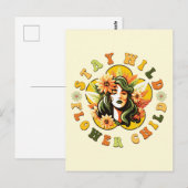 Verblijf het Briefkaart van een kind met wilde blo (Voorkant / Achterkant)