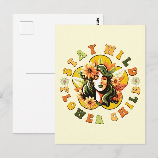 Verblijf het Briefkaart van een kind met wilde blo (Voorkant / Achterkant)