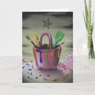 verblijf in het sandbox wenskaart kaart