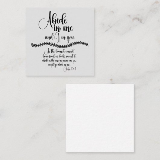 Verblijf in me KJV Bijbel Verse Herinnering Informatiekaartje (Voorkant / Achterkant)