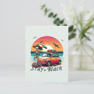 Verblijf op het strand - Retro vibes - Skelet Briefkaart