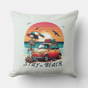 Verblijf op het strand - Retro vibes - Skelet Kussen