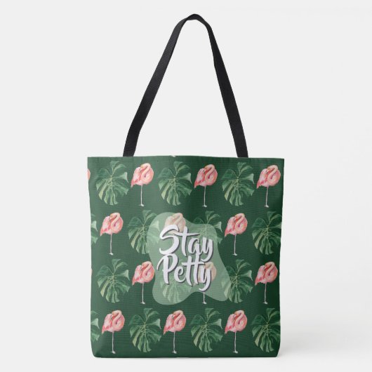 Verblijf Petty Custom Tropical Flamingo Monstera L Tote Bag (Voorkant)