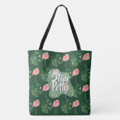Verblijf Petty Custom Tropical Flamingo Monstera L Tote Bag (Achterkant)