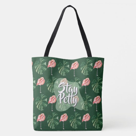 Verblijf Petty Custom Tropical Flamingo Monstera L Tote Bag (Achterkant)
