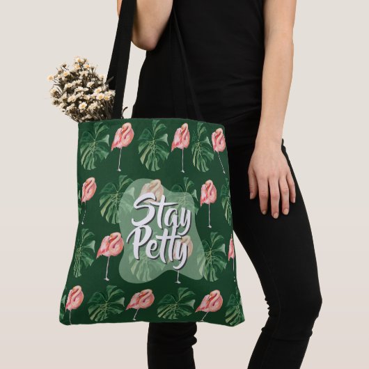 Verblijf Petty Custom Tropical Flamingo Monstera L Tote Bag (Dichtbij)