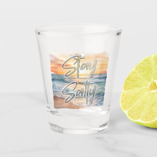Verblijf Salty Beach-thema Coastal Sunset Shot Glas