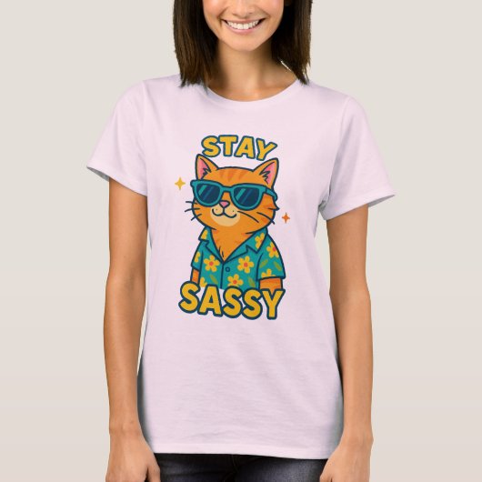 Verblijf Sassy Cat T-shirt Funny Summer Cat Mom Sh (Voorkant)