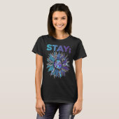 Verblijf Semicolon Leopard Zonnebloem Zelfmoordpre T-shirt (Voorkant volledig)