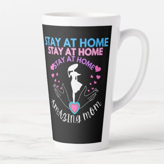 Verblijf thuis Moeder Moeder Vrouw Zwart Modern Cl Latte Mok (Rechts)