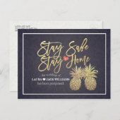 Verblijf thuis Verblijf Veilig Weddenschap Postpon Aankondigingskaart (Voorkant / Achterkant)