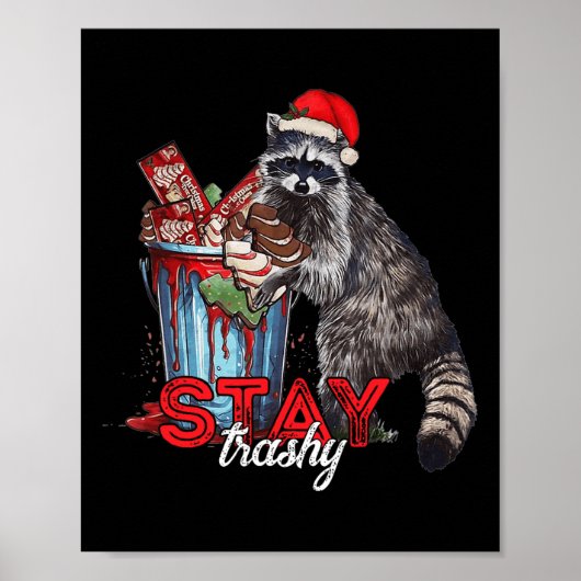 Verblijf Trashy Christmas Raccoon Xmas Trash Panda Poster (Voorkant)
