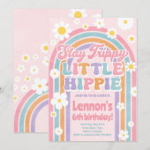 Verblijf Trippy Little Hippie Verjaardag Uitnodigi Kaart (Voorkant / Achterkant)