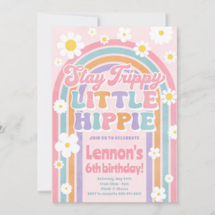 Verblijf Trippy Little Hippie Verjaardag Uitnodigi Kaart